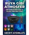 Galaksi Yıldız Projektörü ve Bluetooth Hoparlör 10 Renk Modlu Okyanus Dalgalı Gece & Disko Lambası