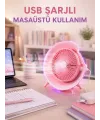 Gece Lambası Özellikli Şarjlı Mini Masaüstü Fan