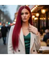 Gerçek Front Lace Tül Peruk - Düz - Kızıl 70-75cm