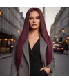 Gerçek Front Lace Tül Peruk - Düz - Koyu Kızıl 70-75cm