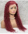 Gerçek Front Lace Tül Peruk - Su Dalgası - Koyu Kızıl 70-75cm