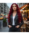 Gerçek Front Lace Tül Peruk - Yoğun Dalgalı - Kızıl 70-75cm