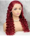 Gerçek Front Lace Tül Peruk - Yoğun Dalgalı - Kızıl 70-75cm