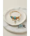 Geyik Model Gold Renk Mavi Charmlı Bileklik