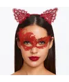 Gizemli Kırmızı Dantel Maske Ve Taç Seti 1 No - Kostüm Seti