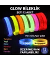 Glow Kalın Bileklik 12’li Set | Baskıya Uygun Renkli Model