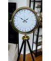 Gold 24 Saat Göstergeli Özel Tasarım Tripod Ayaklı Saat