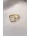 ietaks™ Gold Baget ve Zirkon Taşlı Kare Yüzük