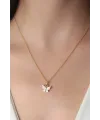 ietaks™ Gold Beyaz Renk Kelebek Figür Kadın Kolye