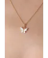 Gold Beyaz Renk Kelebek Figür Kadın Kolye