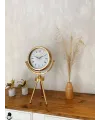 Gold Metal Mini Tripod Çini Desenli Roma Rakamı Masa Saati 45×26 cm