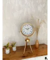 Gold Metal Mini Tripod Çini Desenli Roma Rakamı Masa Saati 45×26 cm
