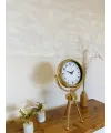 Gold Metal Mini Tripod Desenli Masa Saati 45×26 cm