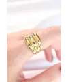 ietaks™ Gold Renk Ayarlanabilir Çizgili Bombe Yüzük