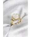 Gold Renk Beyaz Taşlı Vintage Kadın Yüzük