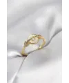 Gold Renk Daire Form Sedef ve Zirkon Taşlı Kadın Yüzük