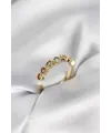 Gold Renk Kalp Model Renkli Zirkon Taşlı Kadın Yüzük