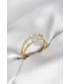 Gold Renk Karışık Renk Zirkon Taşlı Kadın Yüzük