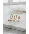 Gold Renk Kutup Yıldız Model 3 lü Küpe Seti