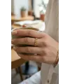 Gold Renk Motif Desenli Zirkon Taşlı Kadın Yüzük