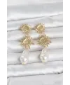 Gold Renk Pirinç Güneş Model Detaylı Kadın Küpe