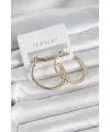 Gold Renk Pirinç Köşeli Kenar Halka 32 mm Kadın Küpe