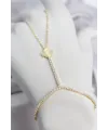 Gold Renk Pirinç Lazerli Yonca Model Zirkon Taşlı Şahmeran