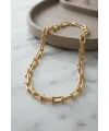 Gold Renk Pirinç Tifani Model Kadın Kolye