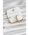 Gold Renk Pirinç Tırtık Model Kadın Küpe