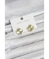 Gold Renk Pirinç Yonca Model Kadın Küpe