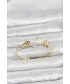 Gold Renk Pirinç Zirkon Taşlı Çiçek Model Kadın Bileklik