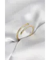 Gold Renk Yılan Kuyruk Model Zirkon Taşlı Kadın Yüzük