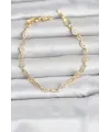 Gold Renk Zirkon Taşlı Ataç Zincir Model Kadın Bileklik