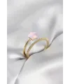 Gold Renk Zirkon Taşlı Pembe Halley Model Kadın Yüzük