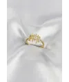 Gold Renk Zirkon Taşlı Sütun Model Kadın Yüzük
