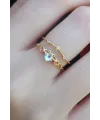 ietaks™ Gold Renk Zirkon Taşlı Taç Model Kadın Yüzük