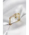 Gold Renk Zirkon Taşlı Tifani Model Kare Kadın Yüzük