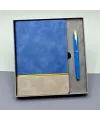 Gold Şeritli Mavi Defter Ve Kalem Seti