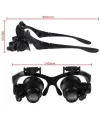 Gözlük Modeli 10X 15X 20X 25X Lens 2 Led Işıklı Büyüteç 9892G