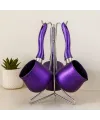 Granit Çelik Cezve Seti 4lü (230/280/380 ml) Metal Standlı