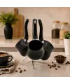 Granit Çelik Cezve Seti 4lü (230/280/380 ml) Metal Standlı