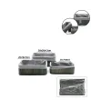 Gri 3 Boy D.dörtgen Bambu Kenar Organizer Sepet Ahşap Altlık - Bezli 25x14-28x18-20x30cm