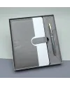 Gri Kutulu Deri Defter Roller Kalem Set