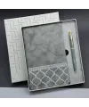 Gri Renk Defter Ve Metal Roller Kalem Seti