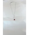Gümüş Kaplama Kırmızı Gül Figürlü Kadın Kolye