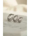 Gümüş Renk 3 lü Zirkon Taşlı Halka Küpe Set