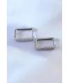 Gümüş Renk Kare Model Zirkon Taşlı Pirinç Kadın Küpe