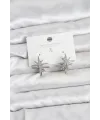 Gümüş Renk Pirinç Çift Taraflı Kutup Yıldızı Kadın Küpe