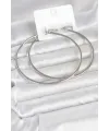 Gümüş Renk Pirinç Köşeli Kenar Halka 72 mm Kadın Küpe