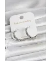 Gümüş Renk Pirinç Tırtık Model Kadın Küpe